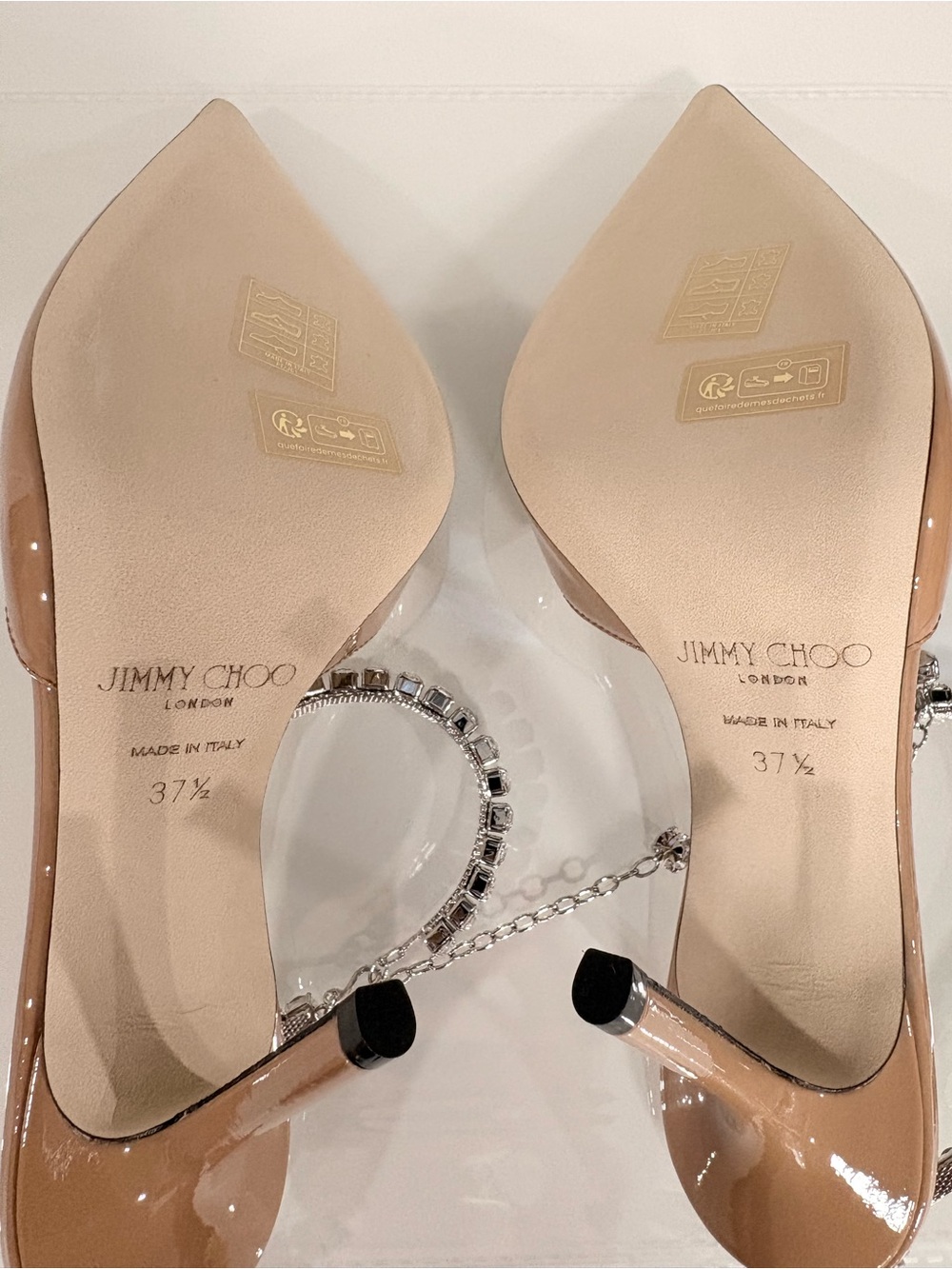 New JIMMY CHOO Saeda Patent Camel Pumps 37.5 $1295 Brand New - Picture 10 of 14